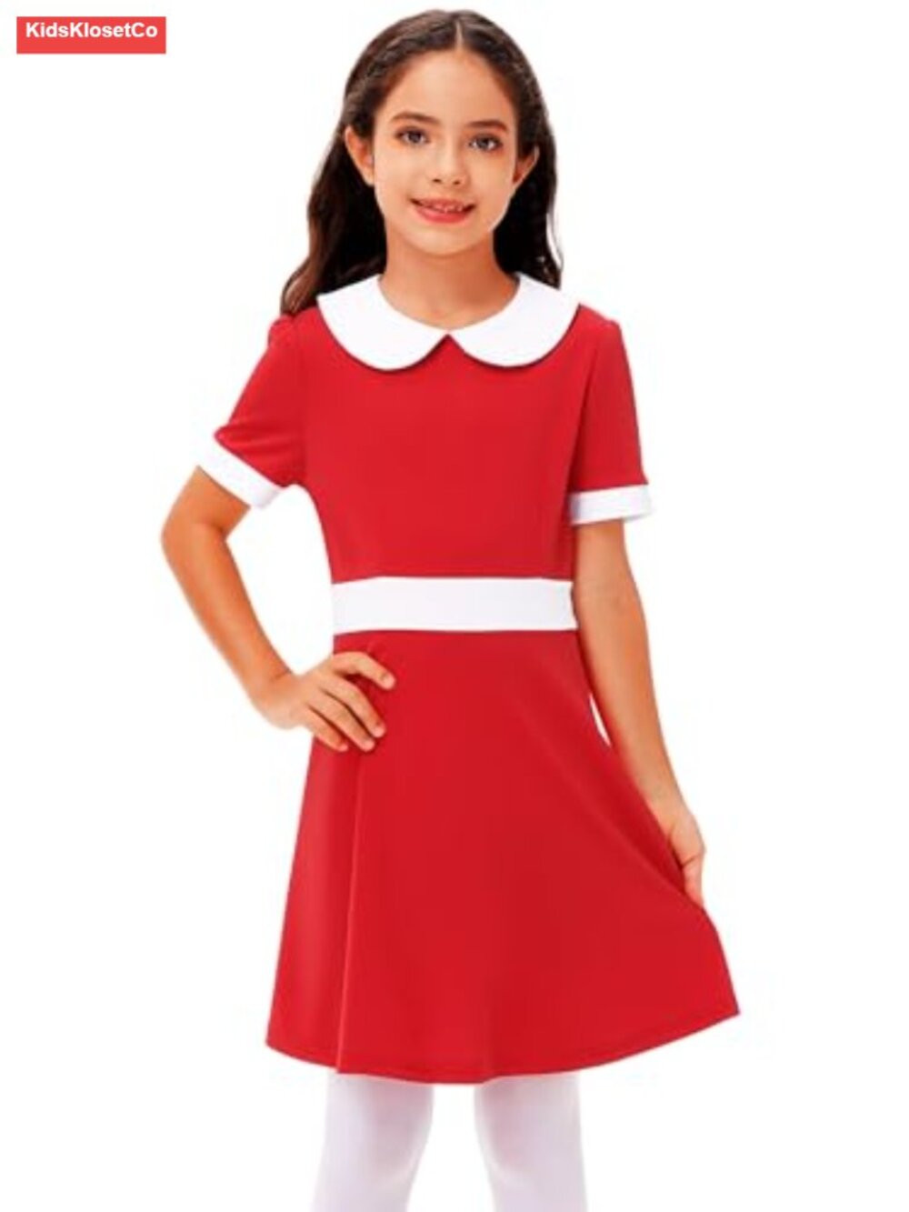 Peter Pan Collar Short Sleeve A-Line Dress Halloween Costume - Picture 6 of 6